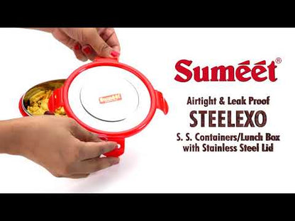 Sumeet Airtight & Leak Proof Steelexo S.S. Container/Lunch Box with Stainless Steel Lid Set of 4 Pcs (150ML, 200ML, 300ML, 460ML)