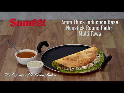 Sumeet 4mm Thick Induction Base Nonstick Round Pathri Multi Tawa No. 13, 30cm - Red